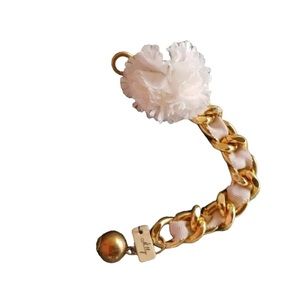MILLY of New York gold tone chain Bracelet W Ivory flower NWT